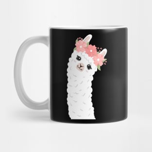 Floral Crown Llama Pink Flowers Mug